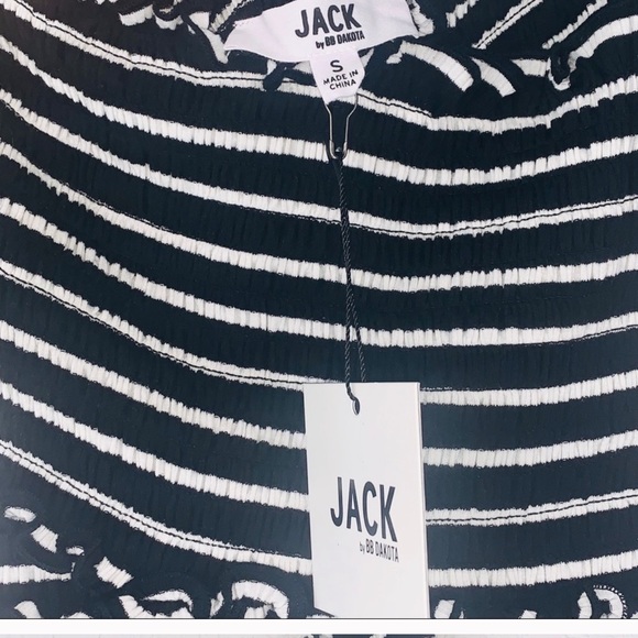 Jack by BB Dakota Always Sunny cold shoulder black white striped mini dress - Picture 7 of 8